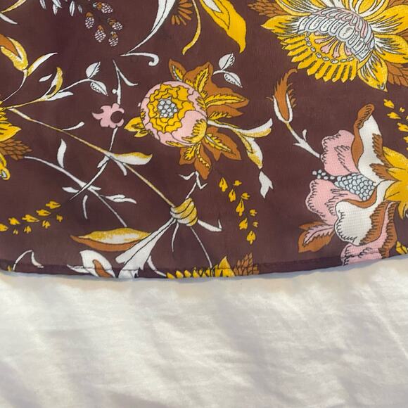 Lane Bryant Tank 22 Burgundy Yellow Floral Ruffle Layered Sheer - Picture 9 of 12